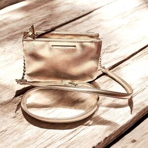 Nine West Metallic Gold Crossbody adjustable Strap bag/ Purse, party wedding